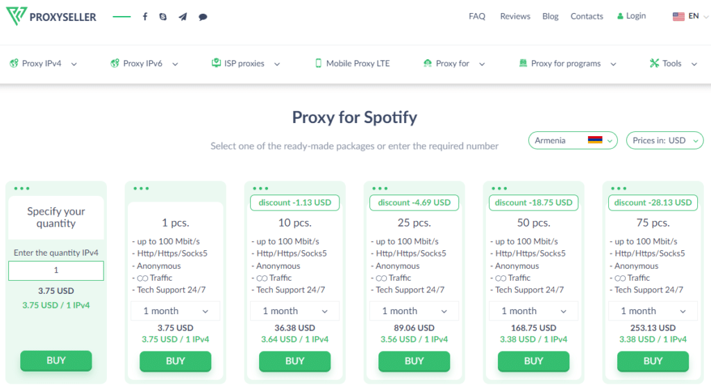 Proxy-Seller for Spotify