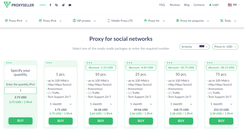 Proxy-Seller for social networks