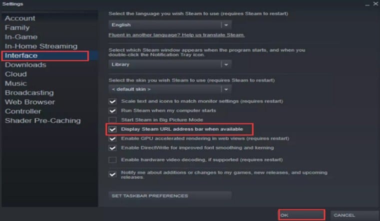 Display Steam URL address when available