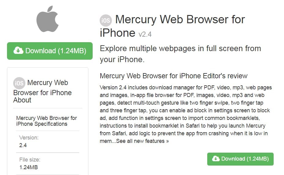 Mercury Browser for iphone