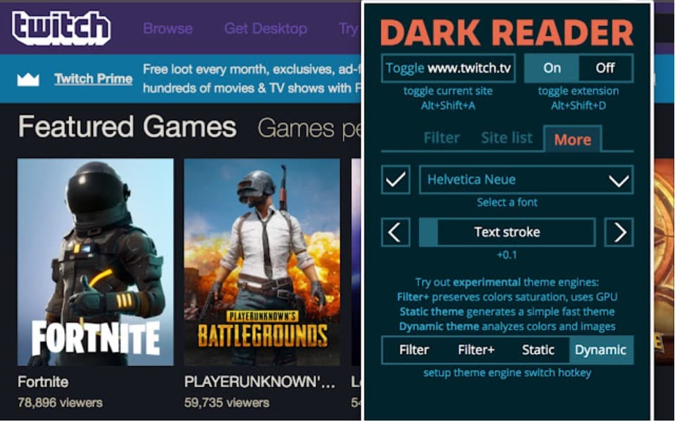 Dark Reader for chrome web store
