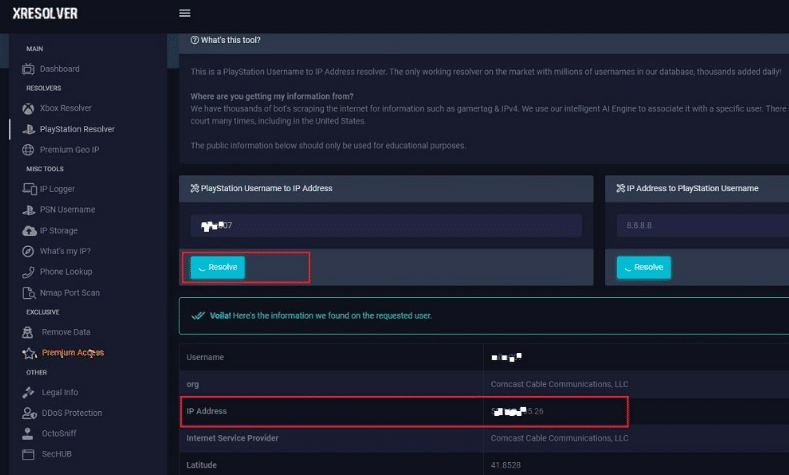 Resolve button IP address