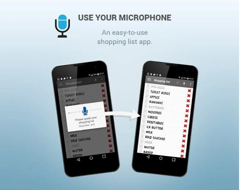Shopping List Voice Input for android