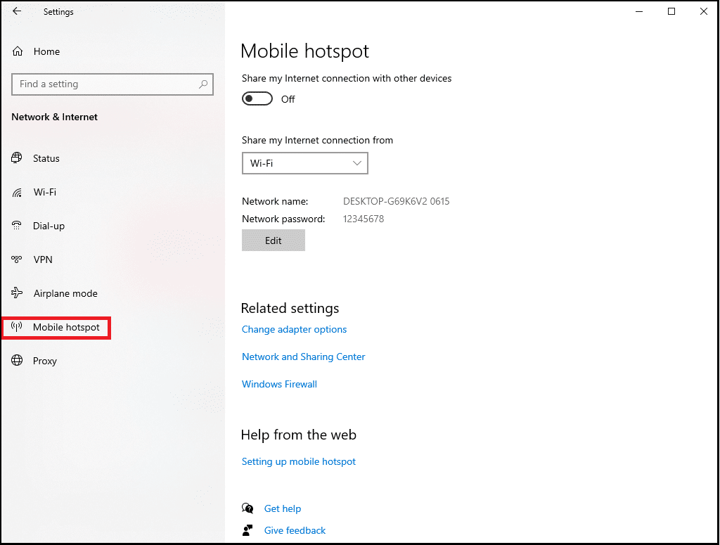 mobile hot spot using your PC
