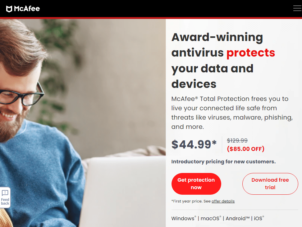 McAfee AntiVirus Homepage