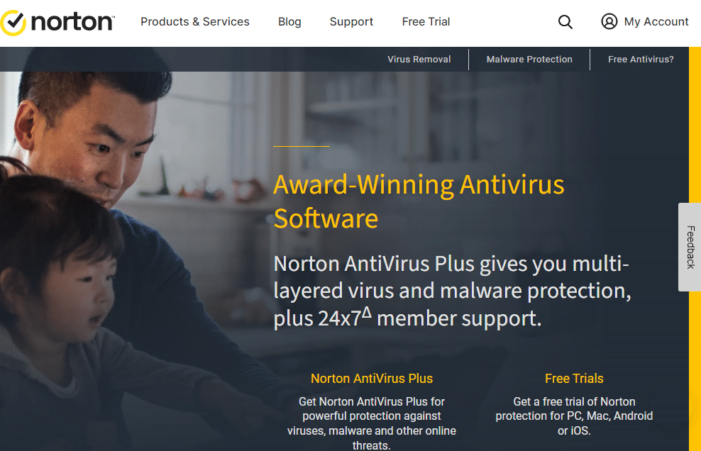 Norton AntiVirus Plus Homepage