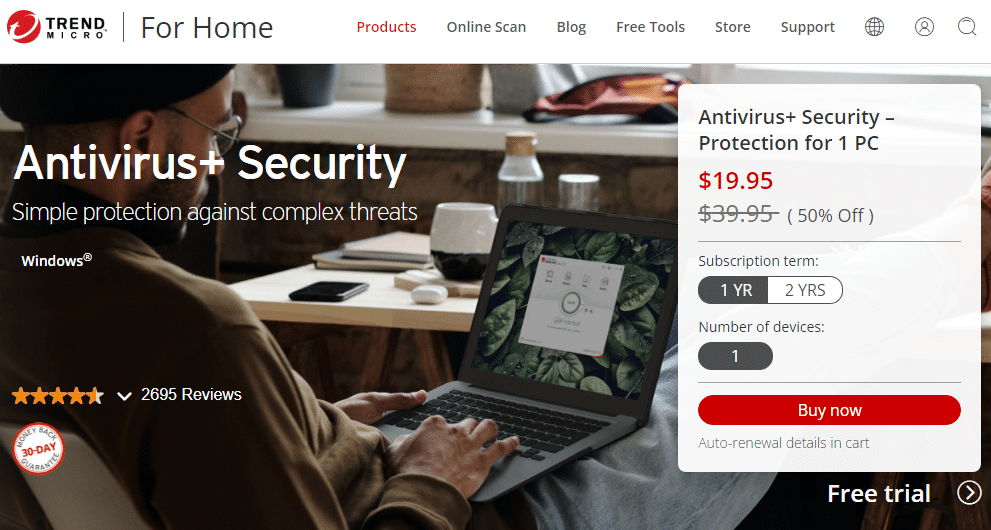 Trend Micro Antivirus Homepage