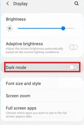 Android settings dark mode