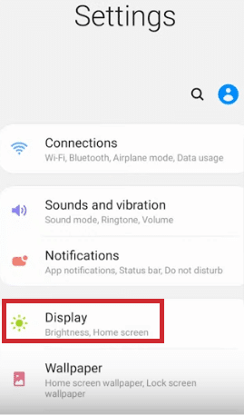 Android settings display