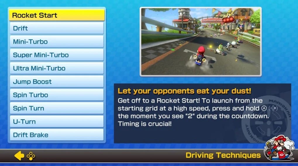 mario cart rocket start option