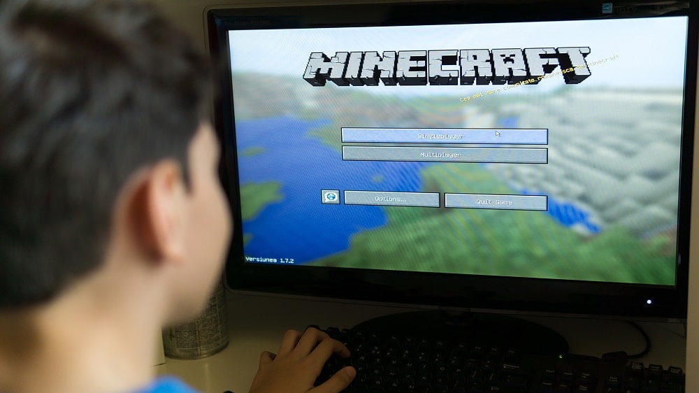 playing Minecraft