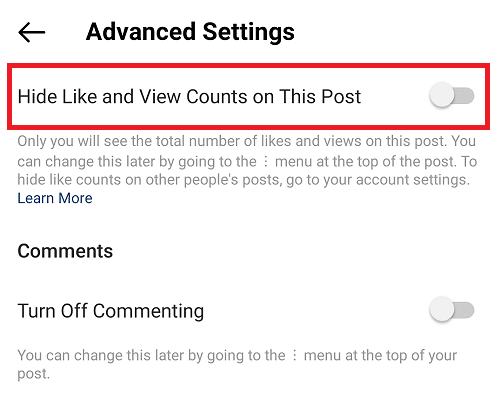 Hide likes and views on this post