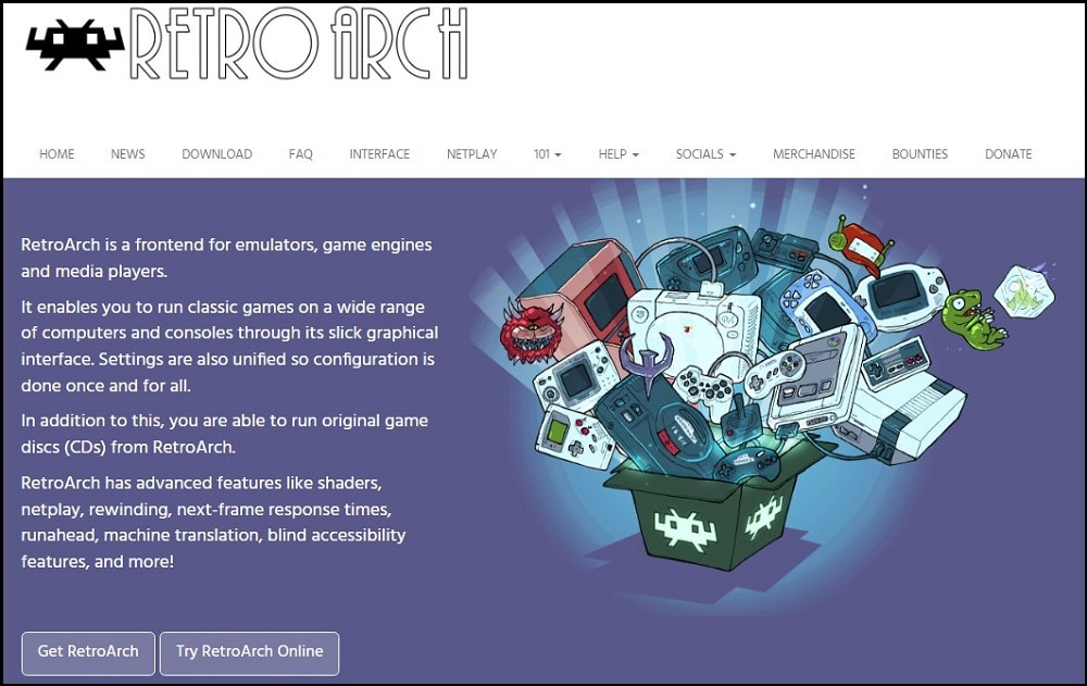 Retro Arch Homepage