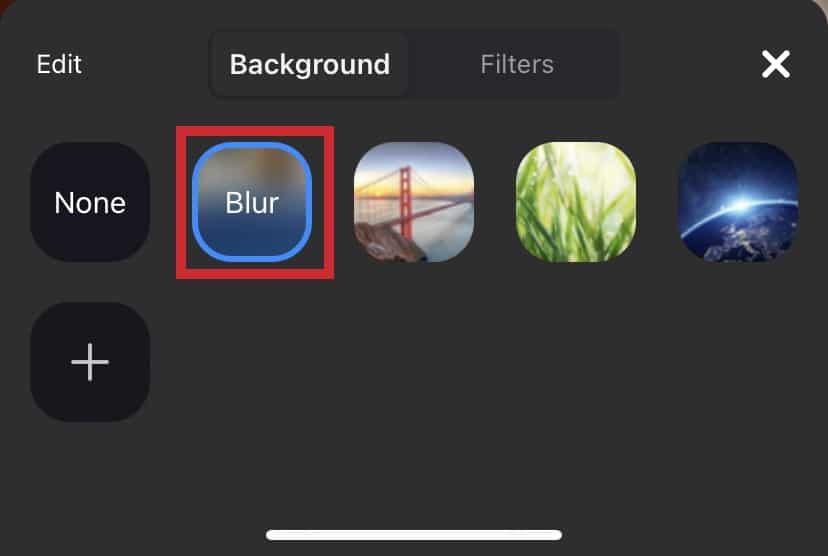 Select the Blur option
