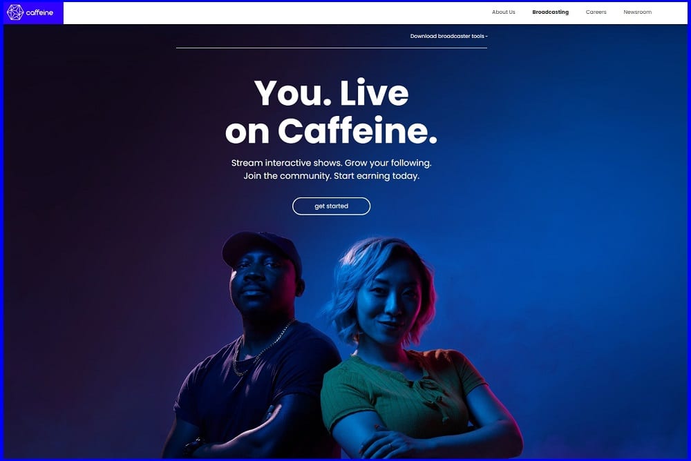 Caffeine.tv homepage