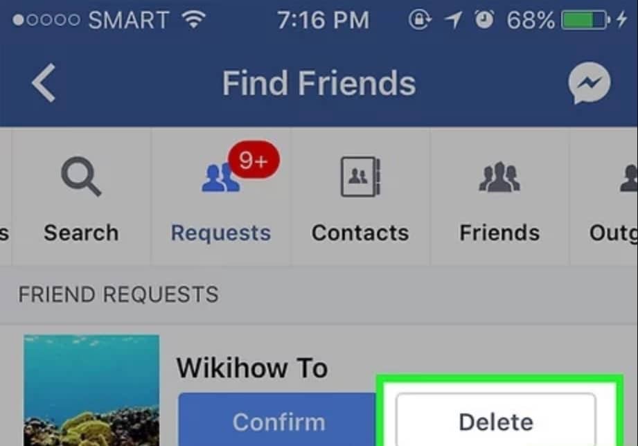 Cancel a friend request on Facebook