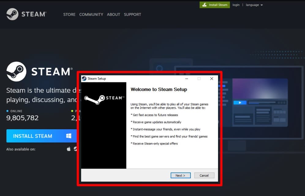 Download and reinstall Steam