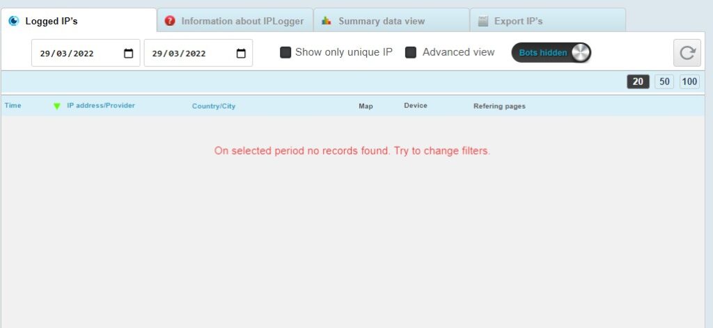 IP logger link for collecting statistics