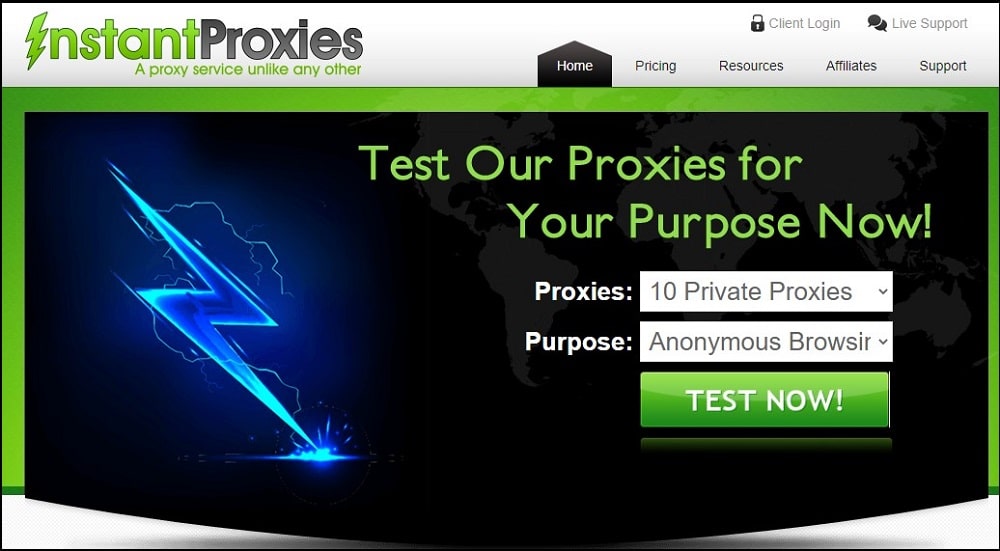 InstantProxies Homepage