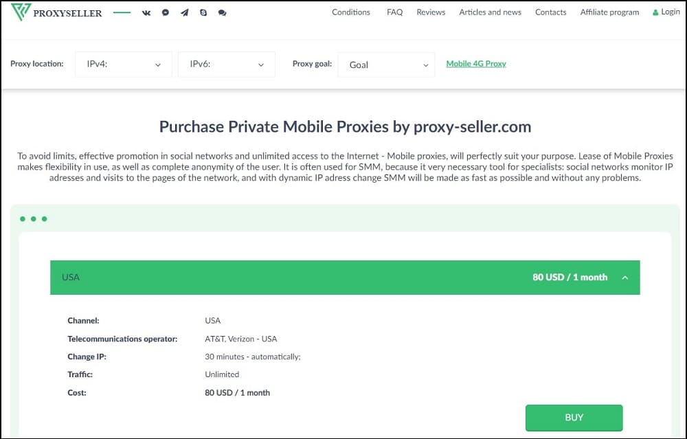 Proxy-Seller Private Mobile Proxies Overview
