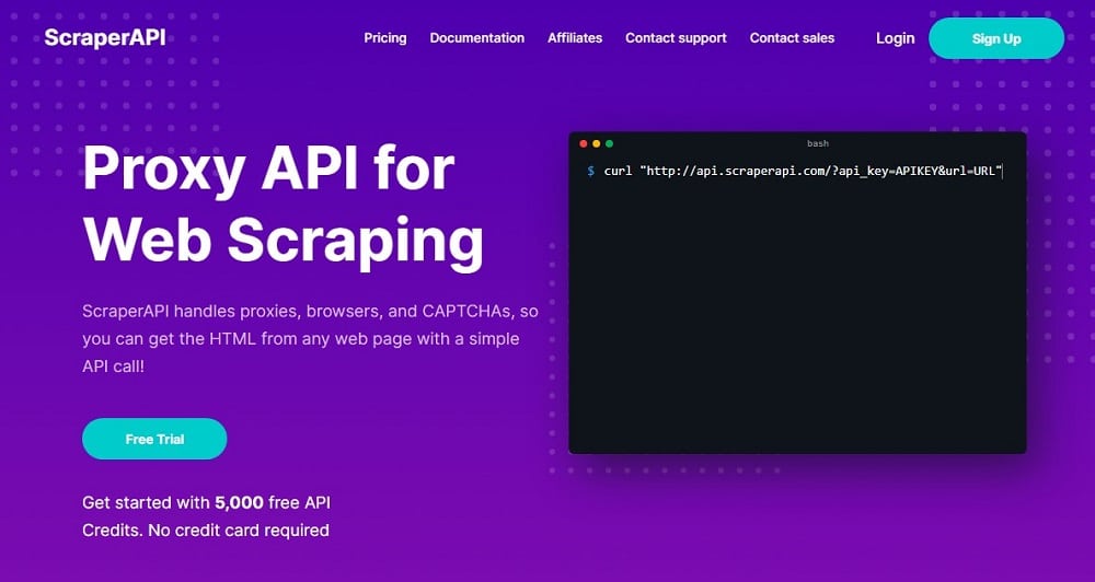 ScraperAPI Homepage
