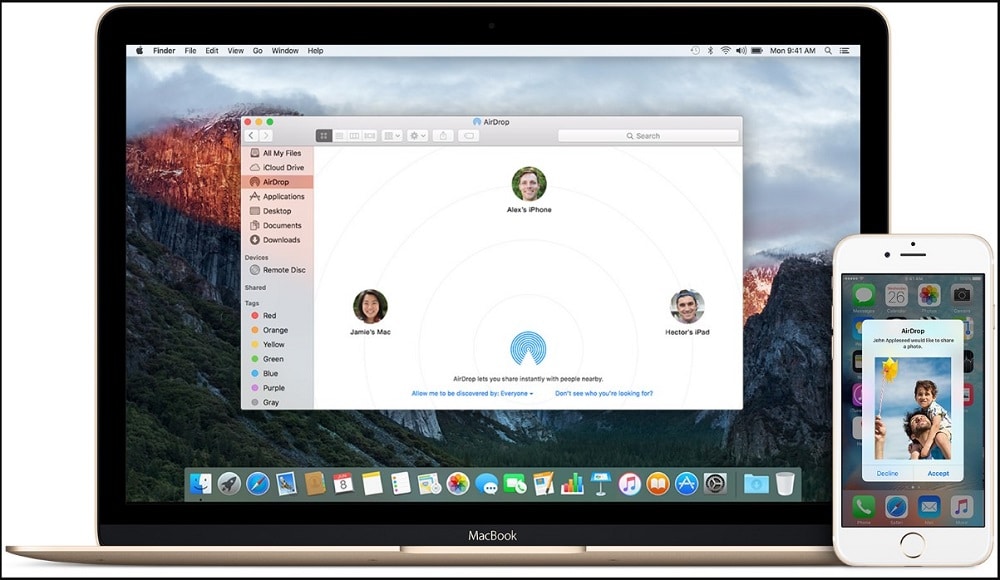 Send documents from smaller Apple devices to Mac via Airdrop