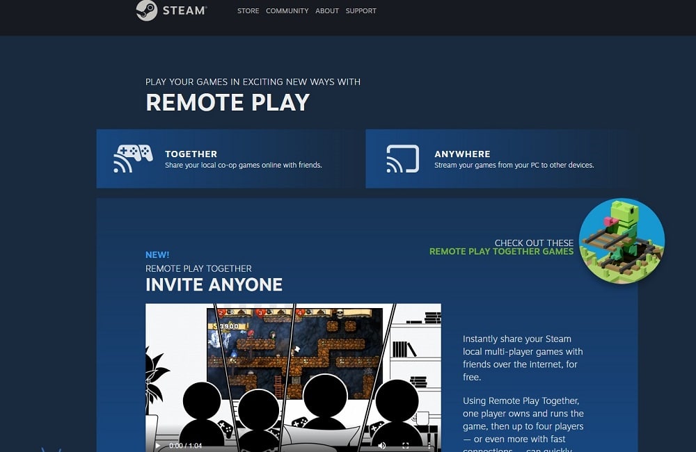 Steam homepage