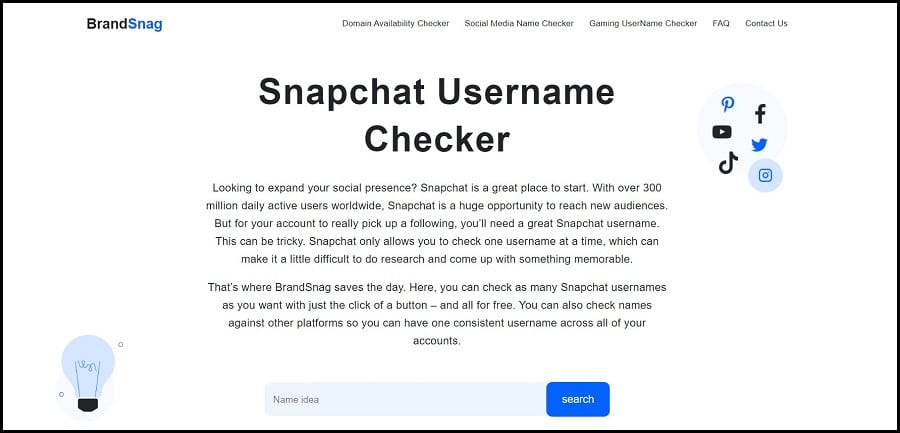 Brandsnag snapchat Username Checker