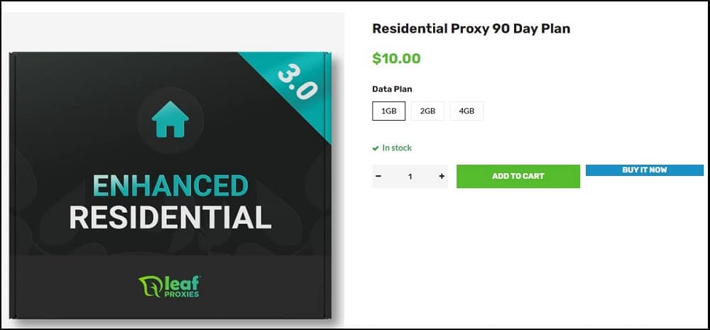 Leaf Proxies Residential Plan and Price