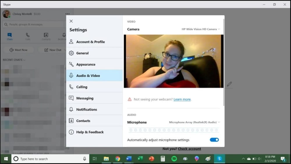 Test your Skype Camera