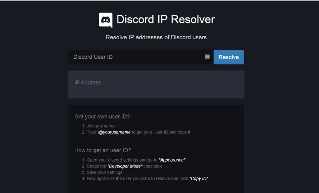 discord the IP resolver option
