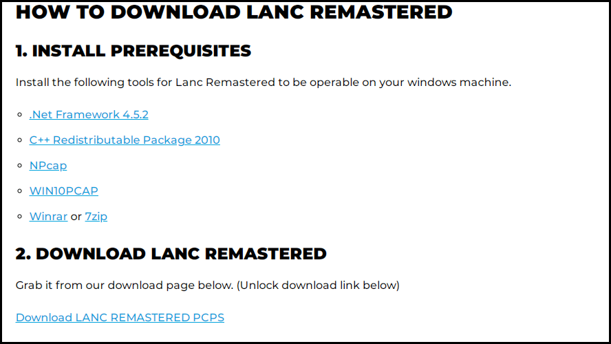 install the different prerequisites