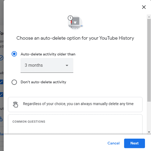 Auto Delete option in YouTube