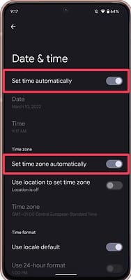 Automatic date & time set in device