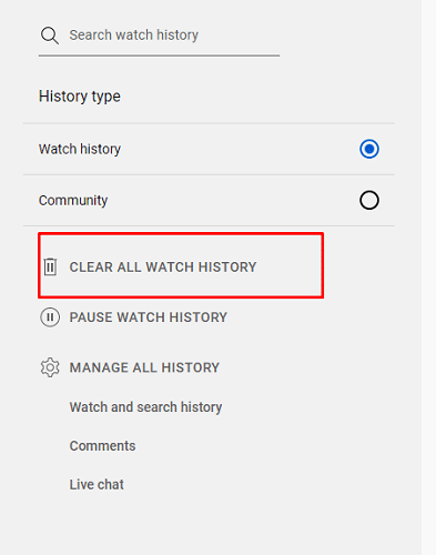 Clear all watch history