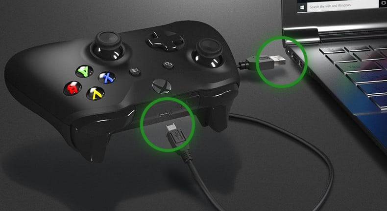 Connect your controller to your Xbox using the USB cord
