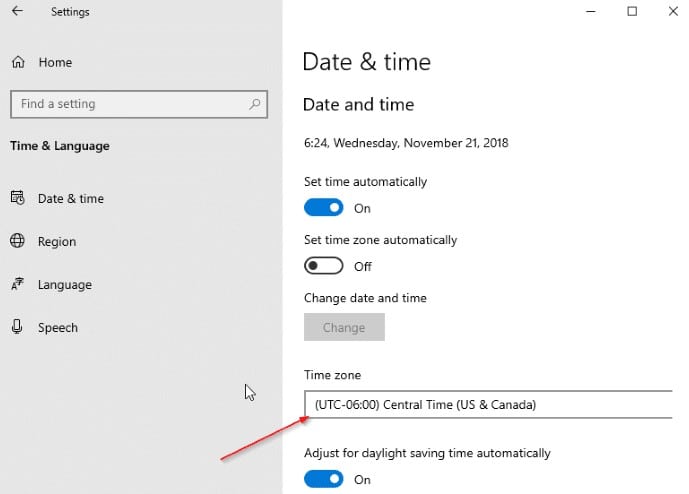 Incorrect Date and Time Settings
