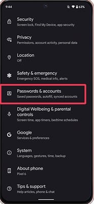 Open the Settings menu on your device