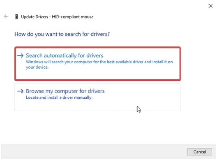 Search automatically for updated driver software