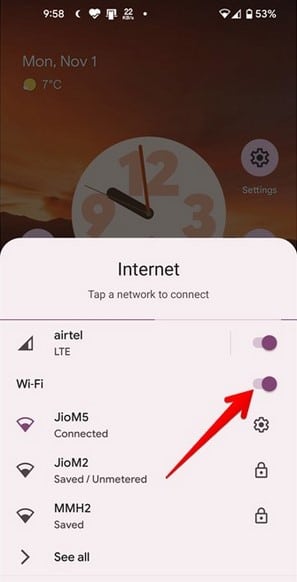 Settings icon- then tapWi-fi