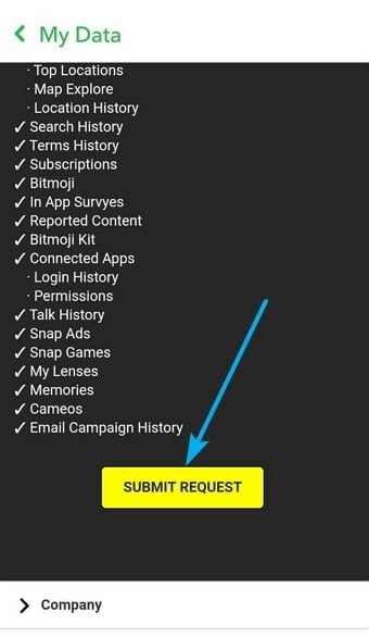 Submit Request button-snapchat