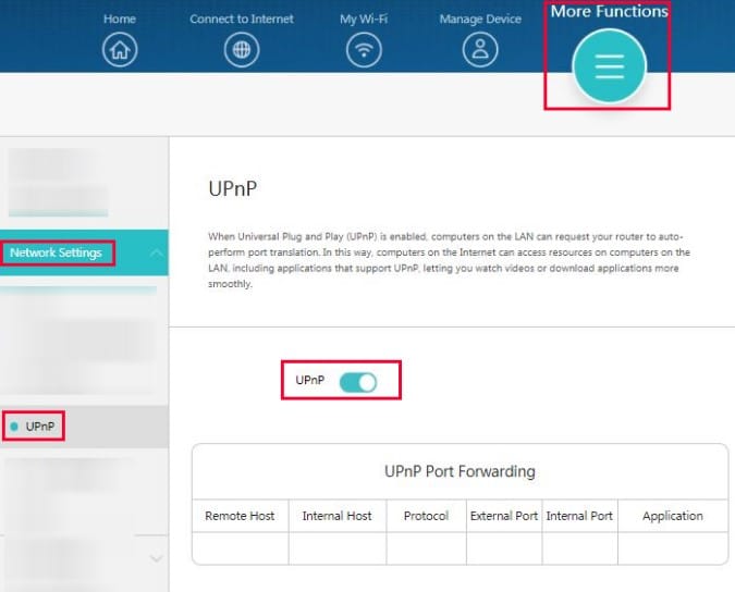 Try to find the UPnP feature