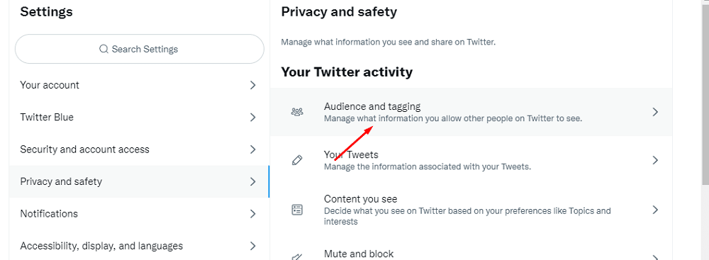 Twitter Audience and tagging