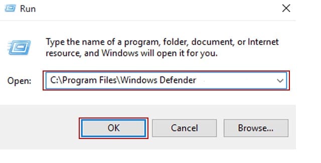 Type in windows defender in the text box