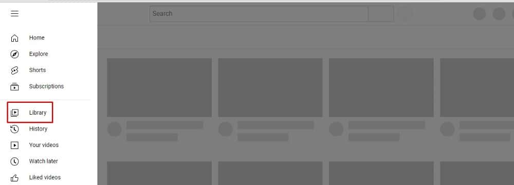 click the library option on youtube