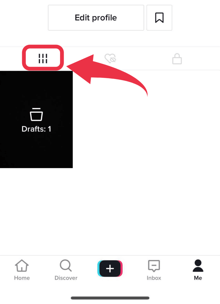 select the TikTok drafts option