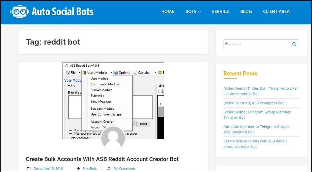 ASB Reddit Bot Homepage