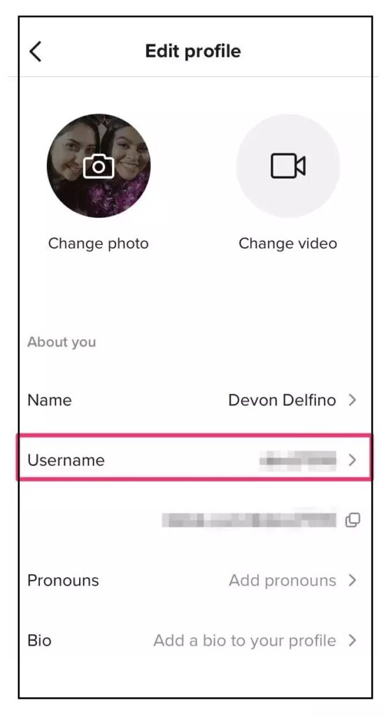 Change your user name by editing the current and typing in the new one