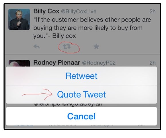 Choose the Quote Tweet option