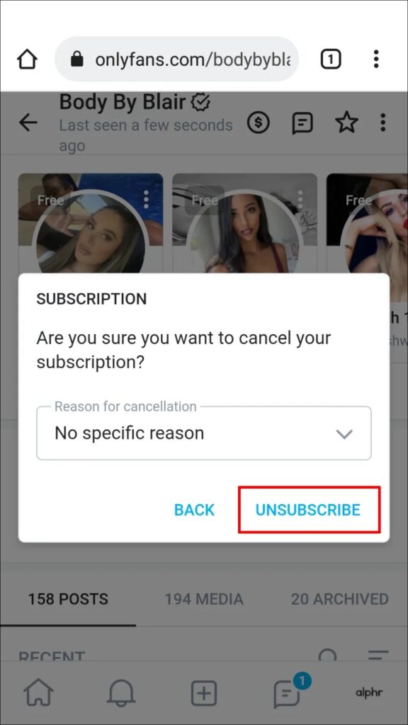 Click Unsubscribe